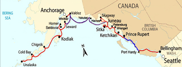 Alaska Ferry Route Map 